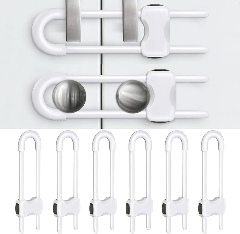 SPISPI Baby Proofing Cabinets,Cabinet Locks for Babies,U-Shaped Child Locks for Cabinets, Child Proof Cabinet Latches,Child Safety Cabinet Locks with Adjustable by (Pack of 6) - Image 1